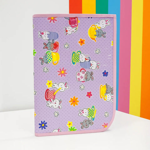 Diaper Changing Sheet - Mini - Purple - Cat & Flowers