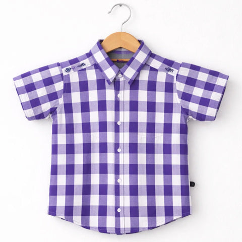 ADN - Casual Shirt - Check - Purple & White