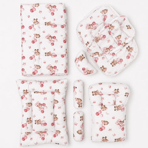Newborn Cotton Bedding Set - 8 Pieces - Light PInk - Baloons