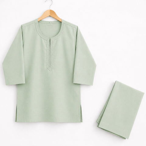 TBS - Cotton - Round Neck - Kurta Shalwar - Light Green - 26