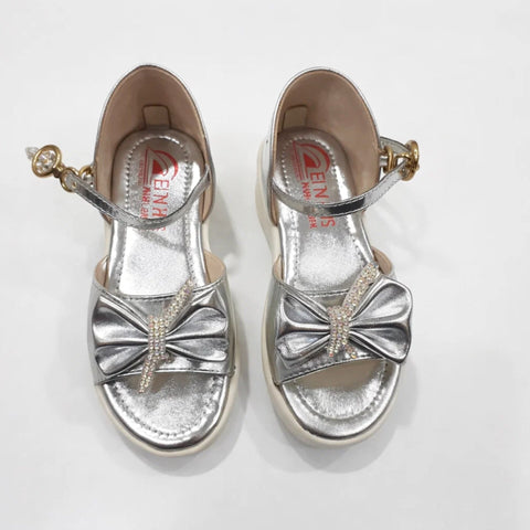Girls - Sandal - Silver - Bow