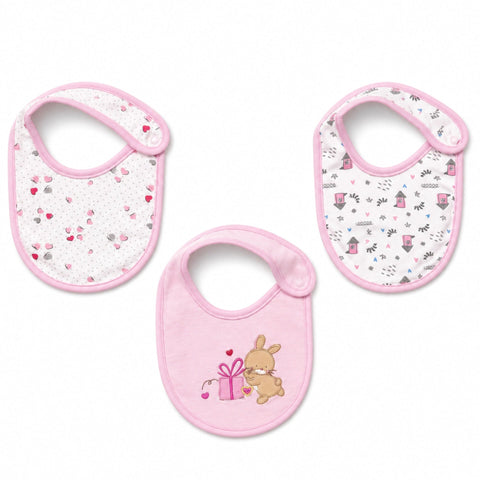 Thailand Pack of 3 Infant Bibs - Pink - Rabbit