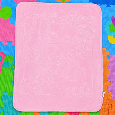 Double Ply Plush Baby Blanket Pink Tree Bear 38 x 30 Inches – Soft Warm Winter Blanket