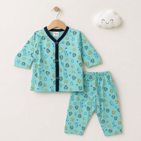 TBS - Cotton Jersey - Night Suit - Sea Green - Cars - 26