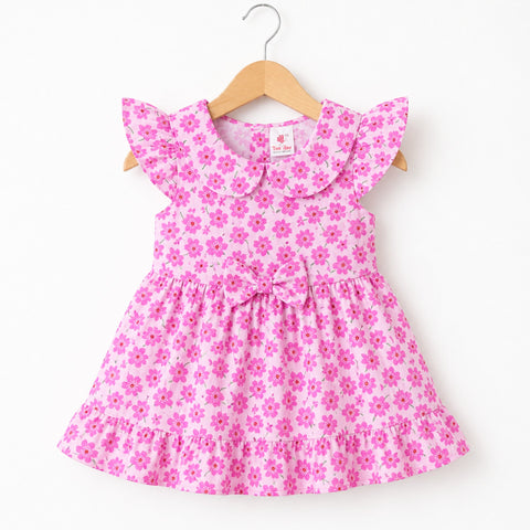 PR - Printed Frock - Pink - Bow & Flowers