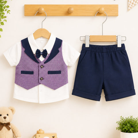 GM - 2 Pieces - Suit Set -  Purple - Small Check