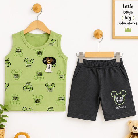 KM - Cotton Jersey - Sando & Short - Green - Home Family