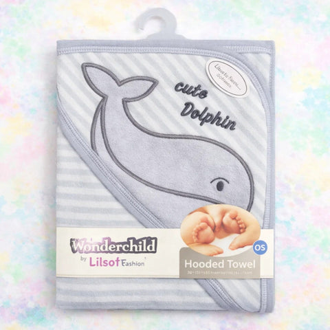 Lilsoft - Bath Towel - Grey - Dolphin