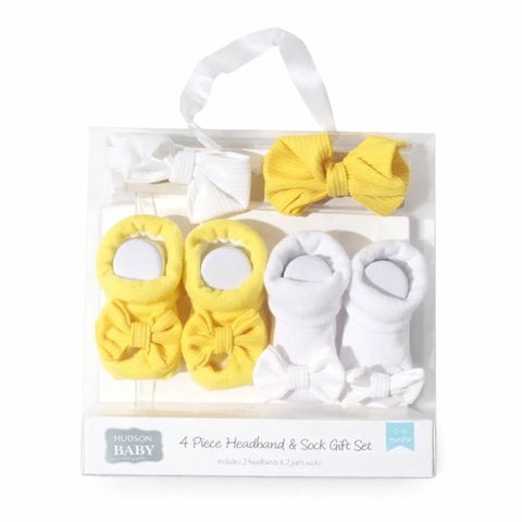 Hudson - 4 Pieces - Headband & Socks Gift Set - (0-9 Months)