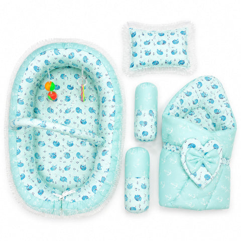 Cotton - 6 Pieces - Snuggle Bed Play Gym - Green - Anchors - 26
