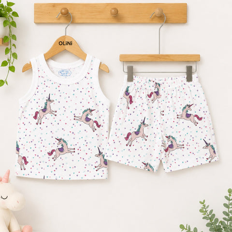 Cotton Jersey - Sando & Nicker - White - Unicorn
