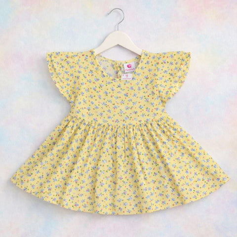 PR - Printed Frock - Lime - Pink & Blue