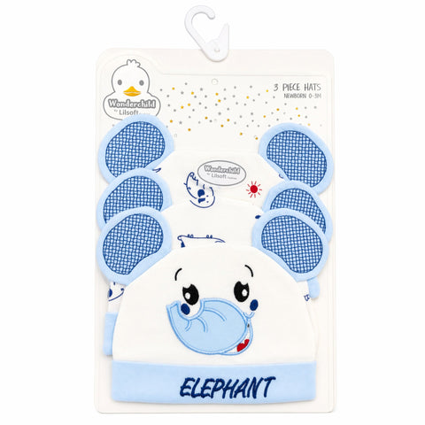 Wonderchild - Pack of 3 Hats - Blue - Elephant