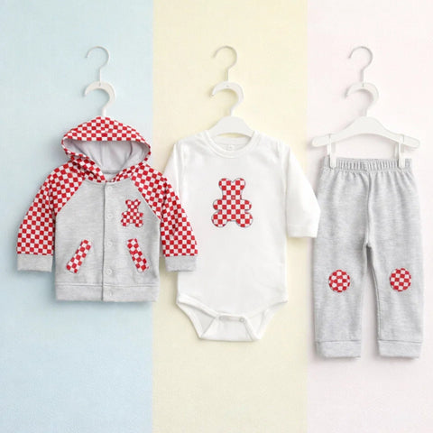 MW - 3 Pieces - Suit Set - Red - Bear