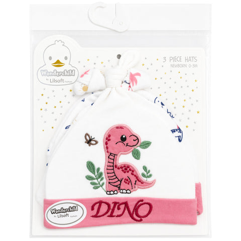 Wonderchild - Pack of 3 Hats - Pink  -  Dino