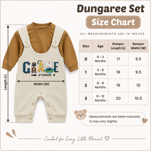 Winter Fashion Dungaree Set - SMILE | Warm & Cozy Baby Outfit (0 to 12 Months)