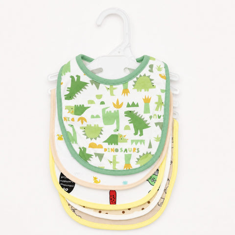 Pack of 5 Infant Bibs - Green - Dinosaur