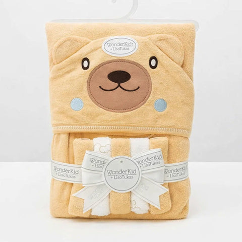 6 Pieces - Wonderchild - Bath Towel Gift Set - Brown - Bear
