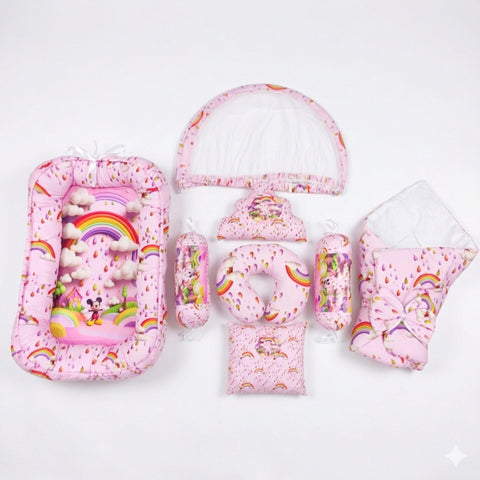 Cotton - 8 Pieces - Snuggle Bed - Pink - Rainbow - 26