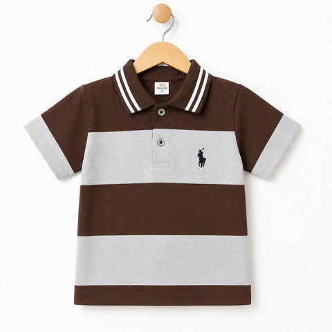 TA - Short Sleeve - Polo T-Shirt - Brown & Grey