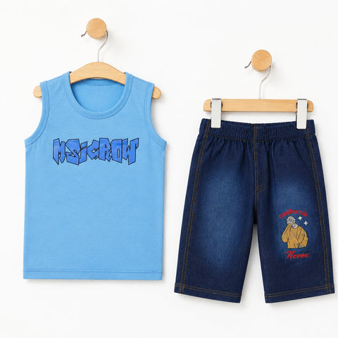 TT - Cotton Jersey - Sando & Denim Short - Blue - Grow