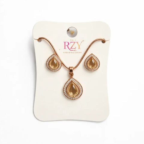 RZY - 2 Pieces - Jewelry Set - Golden - Gold Drop