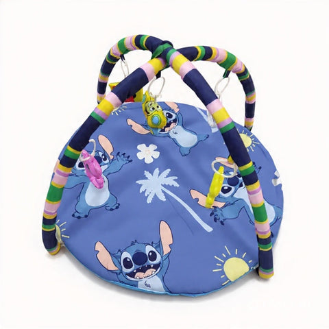 Baby Play Gym Mat with Hanging Toys for 0–12 Months - Blue Stitch | Infant Activity Play Mat