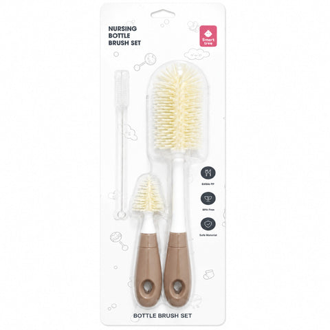 Nursing Feeder Cleaning Brush Set - 3 In 1 - Brown