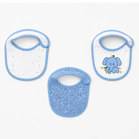 Thailand Pack of 3 Infant Bibs - Blue - Elephant