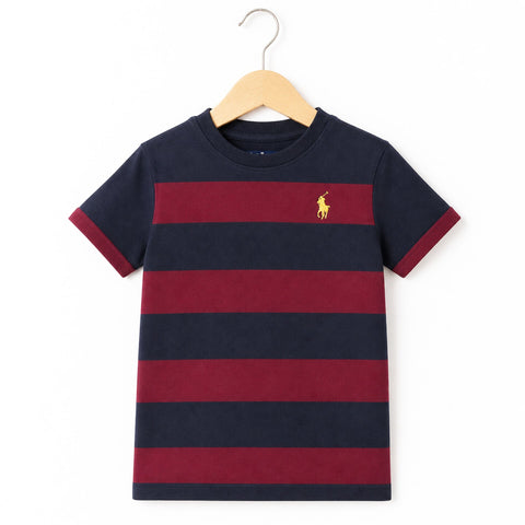 RL - Short Sleeve - Round Neck - T-Shirt - Black & Maroon