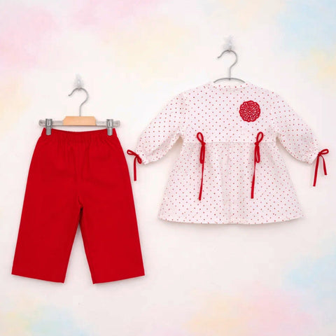 AG - 2 Pieces - Frock Set - Red - Stones