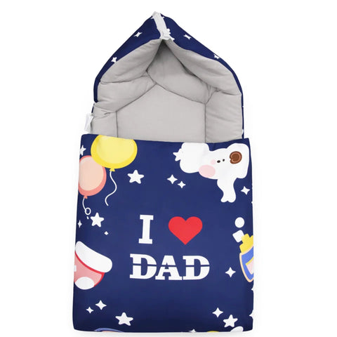Cotton - Hooded Carry Nest - Navy - Love Dad - 26