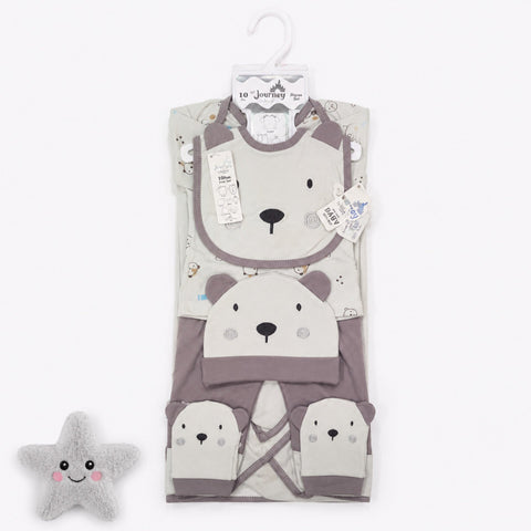 Newborn Starter Set - Cotton Interlock - 10 Pieces - Bear - Grey