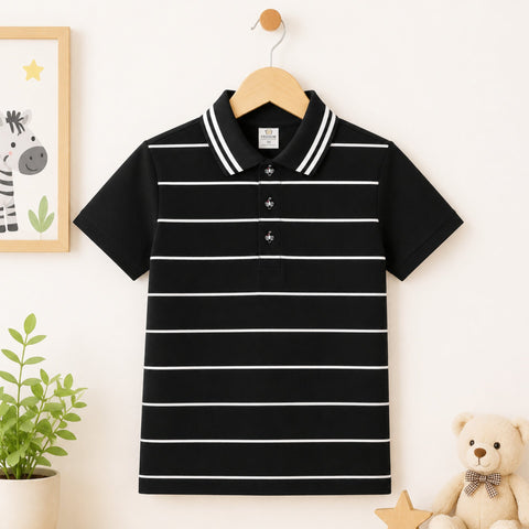 TA - Short Sleeve - Polo T-Shirt - Black - Stripes