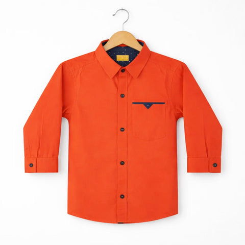JR - Casual Shirt - Plain - Orange