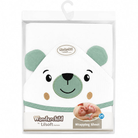 Newborn Cotton Wrapping Sheet - Green - Bear