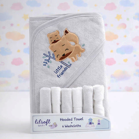Lilsoft - 7 Pieces - Bath Towel Gift Set - Grey