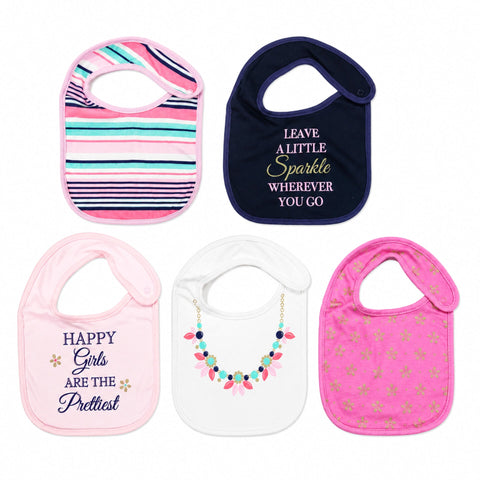 Pack of 5 Infant Bibs - Girls - Theme 1 - Little Treasure