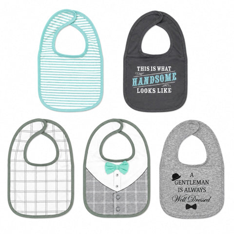 Pack of 5 Infant Bibs - Boys - Theme 1 - Little Treasure