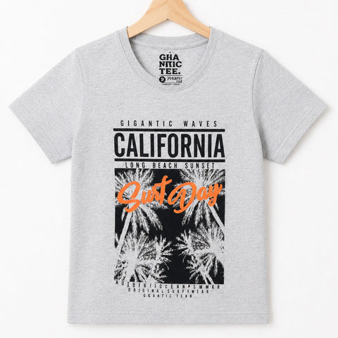 RL - Short Sleeve - Round Neck - T-Shirt - Grey - California