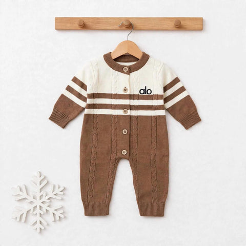 Imported Wool Baby Romper Cream Alo – Unisex Winter Full-Sleeve Full Leg Romper | 0–12 Months