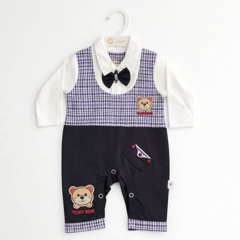 GM - Romper - Blue & Black - Teddy Bear
