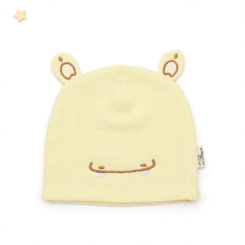 Imported Soft Winter Cap - Smile Yellow  –  (0–3 Months)