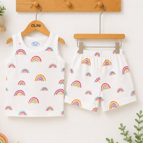 Cotton Jersey - Sando & Nicker - White - Rainbow