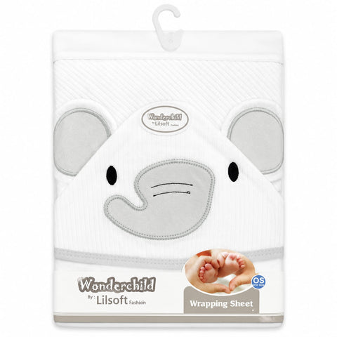 Newborn Cotton Wrapping Sheet - Grey - Bear