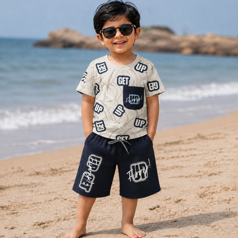 UT - Cotton Jersey - T Shirt & Short - Grey - Up