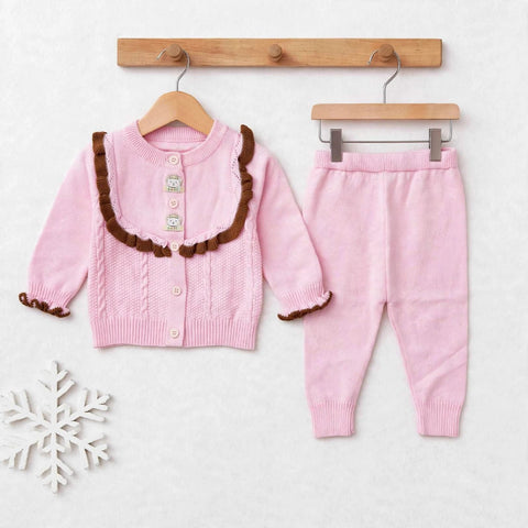 Imported Wool Baby Suit Set – Shirt & Trouser Pink Cake | Winter Clothing Set | 0–2 Years