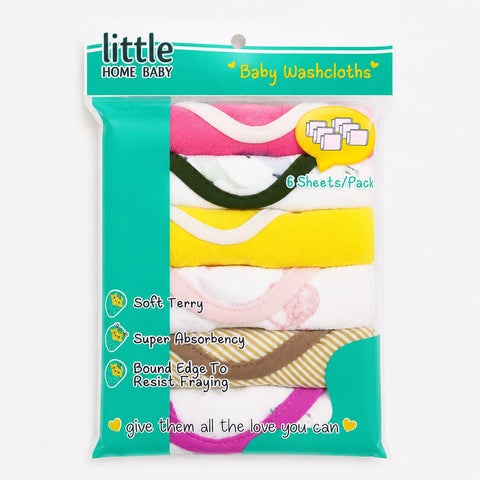Little Home Baby - 6 Pack Face Towels - Colors