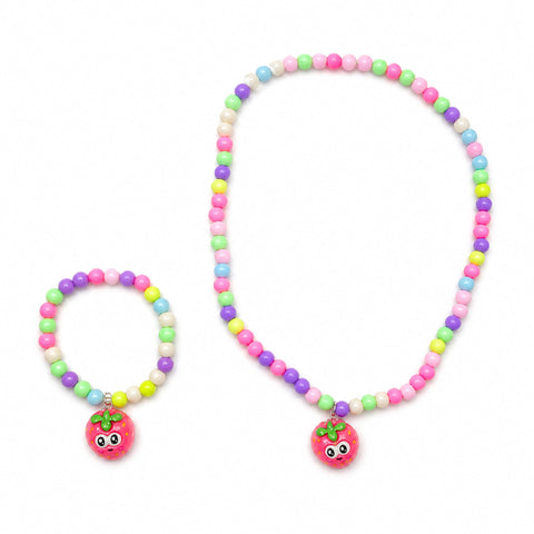 Girl's Necklace & Bracelet - Colorful - Strawberry