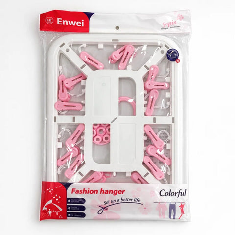 Enwei - Laundry Hangers - Pink - 18 Clips - Rectangle